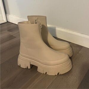 Bershka Beige Platform Boots